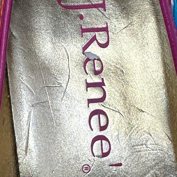 VINTAGE J. Renee Multi-Color Patterned Fabric  HOT PINK “ LIBBY” Heel Size 9 M - Picture 11 of 12